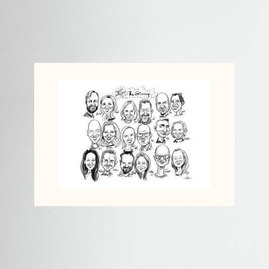 Caricature of friends group in mono - Tom&Mel