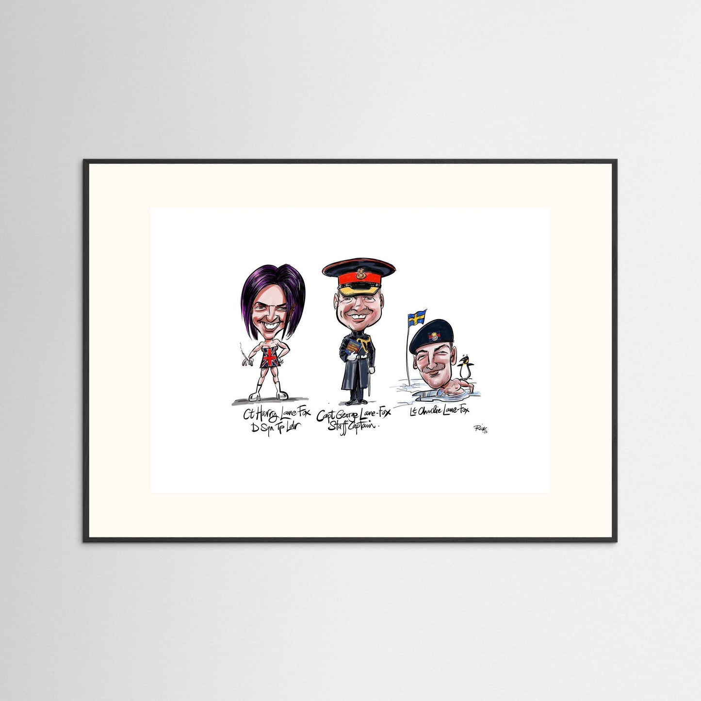 Caricature of the Lane-Foxes, brothers in arms.