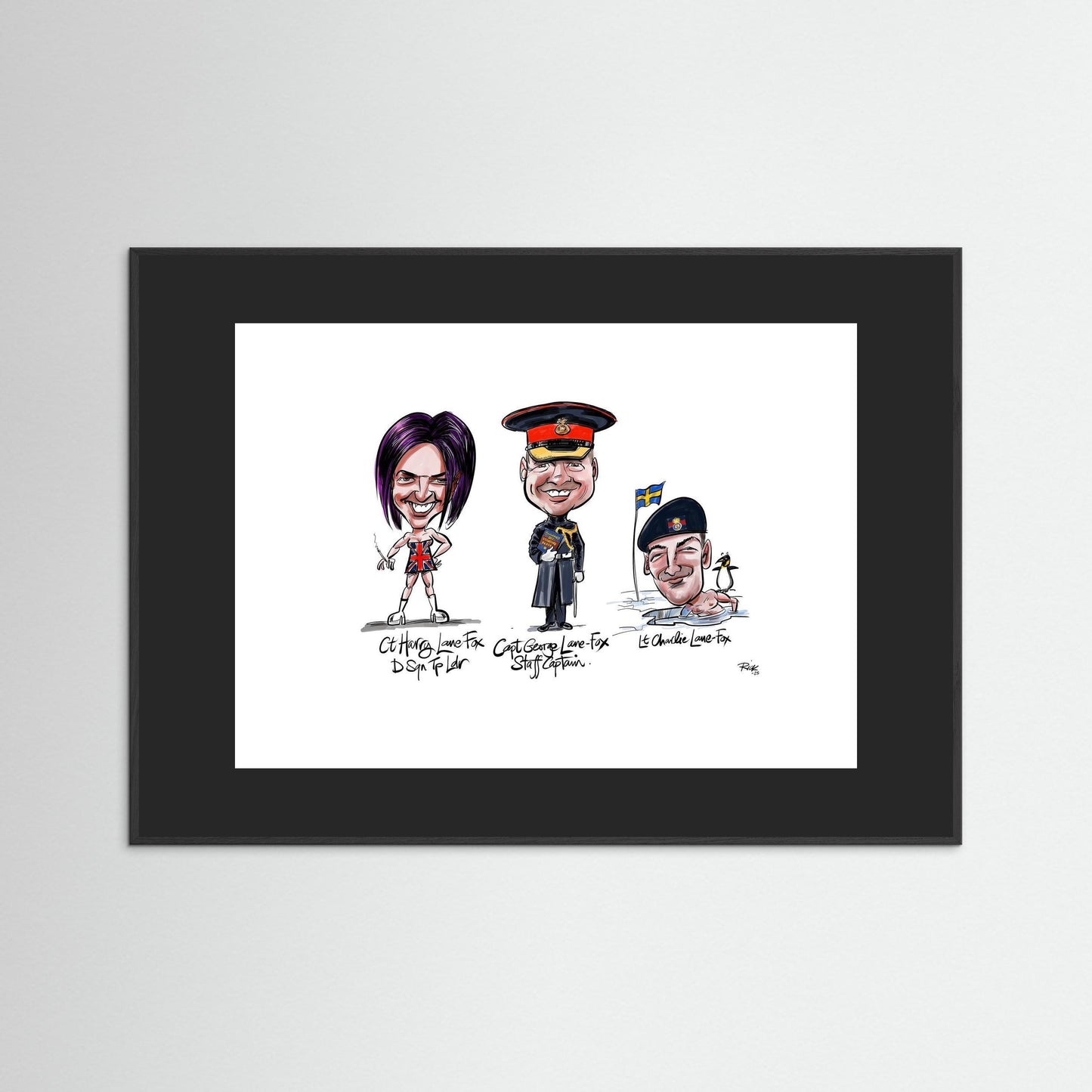 Caricature of the Lane-Foxes, brothers in arms.