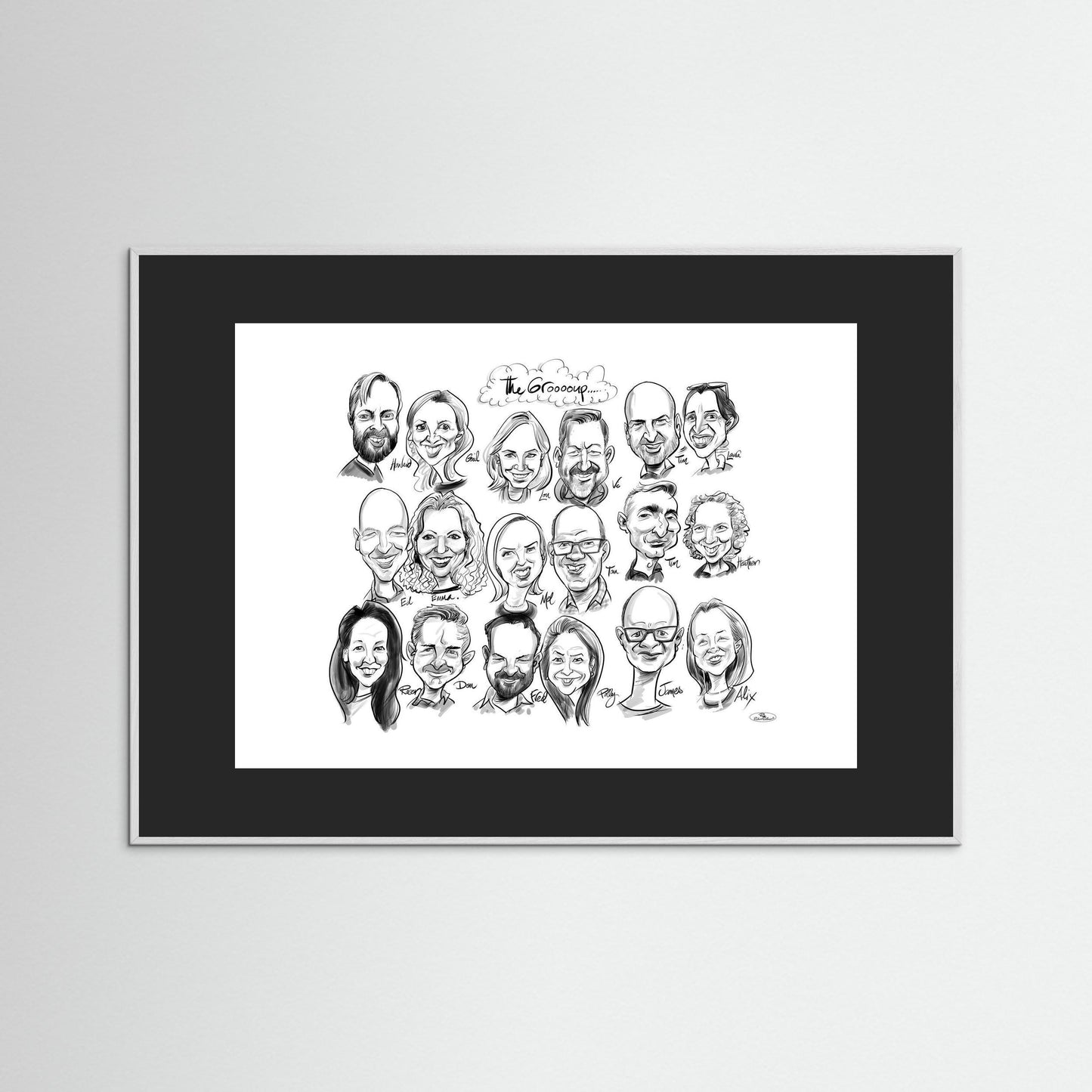 Caricature of friends group in mono