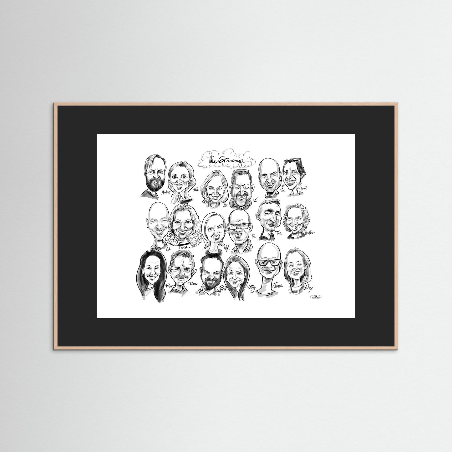 Caricature of friends group in mono