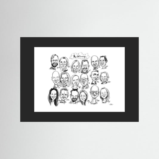 Caricature of friends group in mono