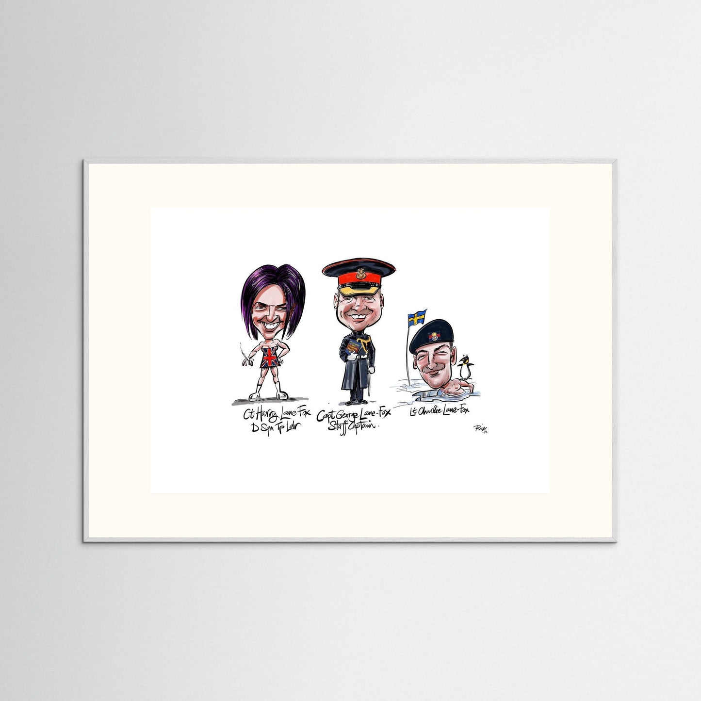 Caricature of the Lane-Foxes, brothers in arms.