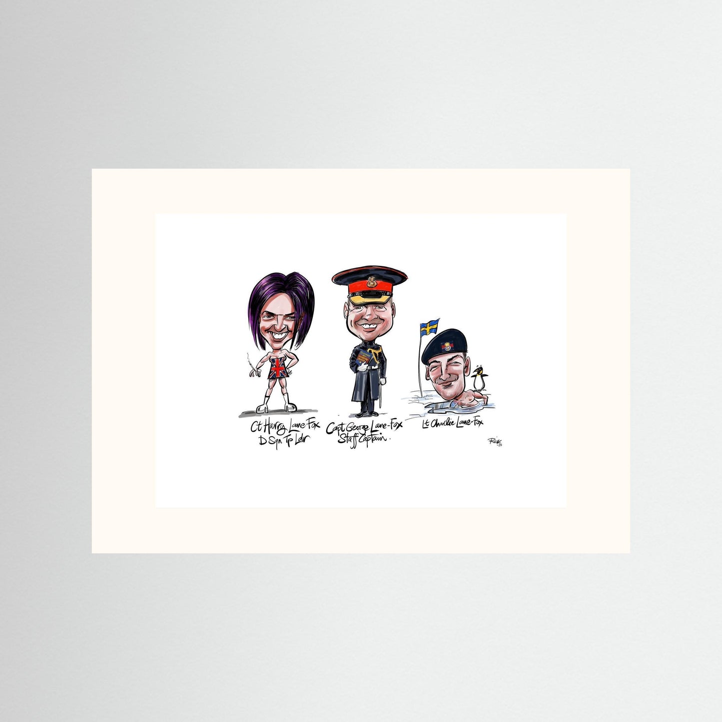 Caricature of the Lane-Foxes, brothers in arms.