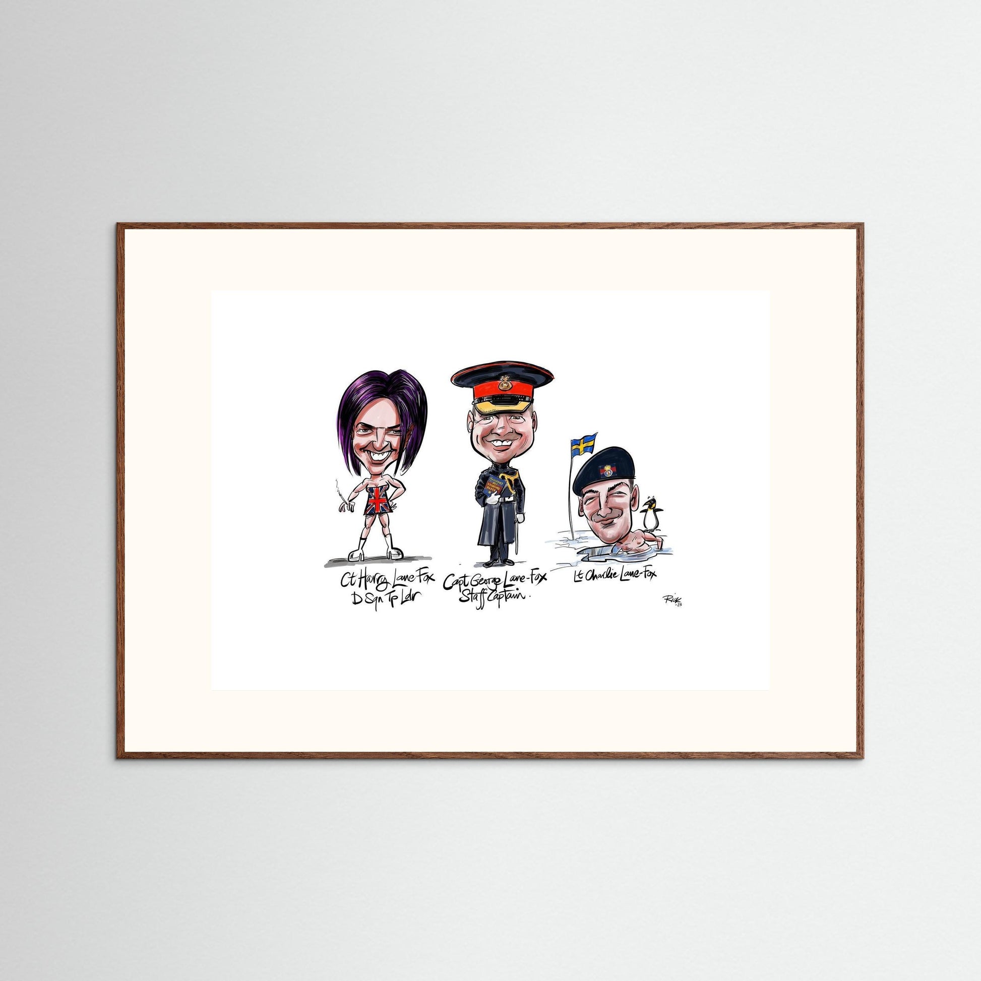 Caricature of the Lane-Foxes, brothers in arms. 