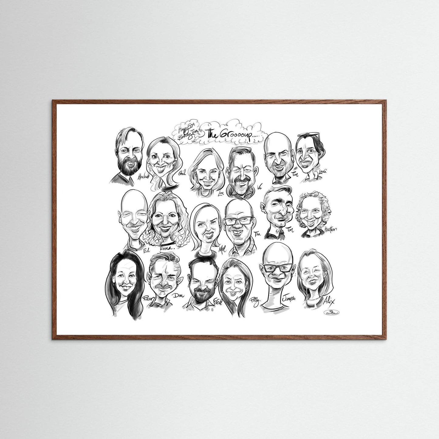 Caricature of friends group in mono - Tom&Mel