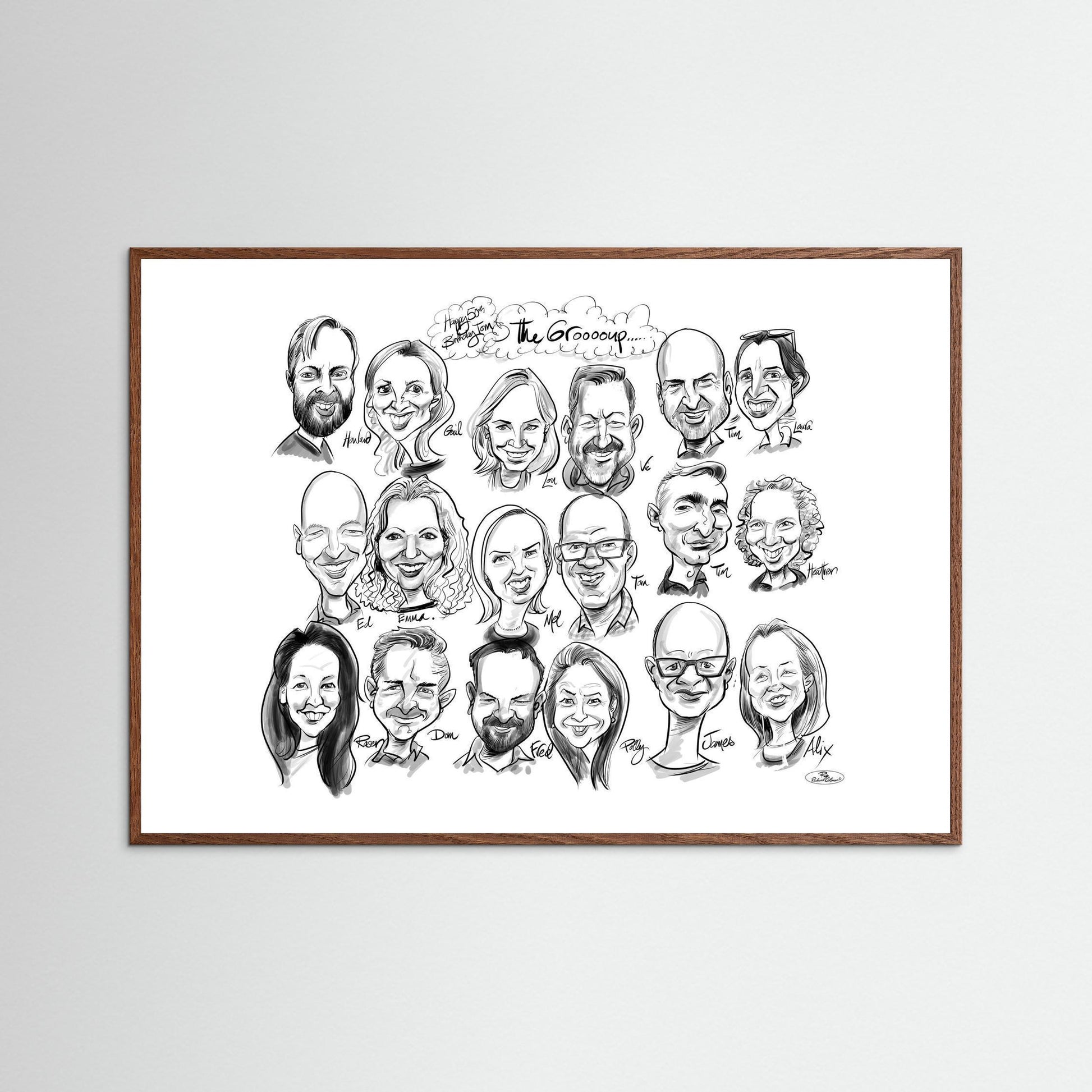 Caricature of friends group in mono - Tom&Mel