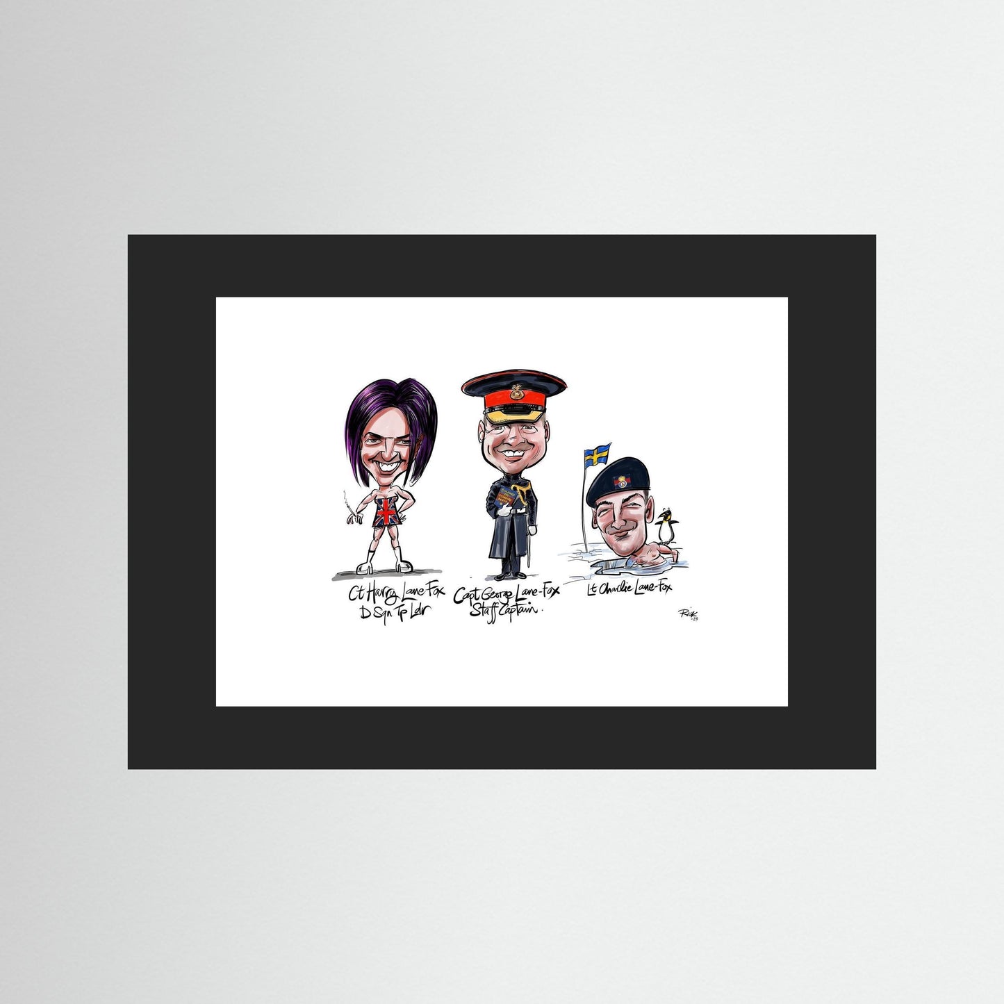 Caricature of the Lane-Foxes, brothers in arms. 