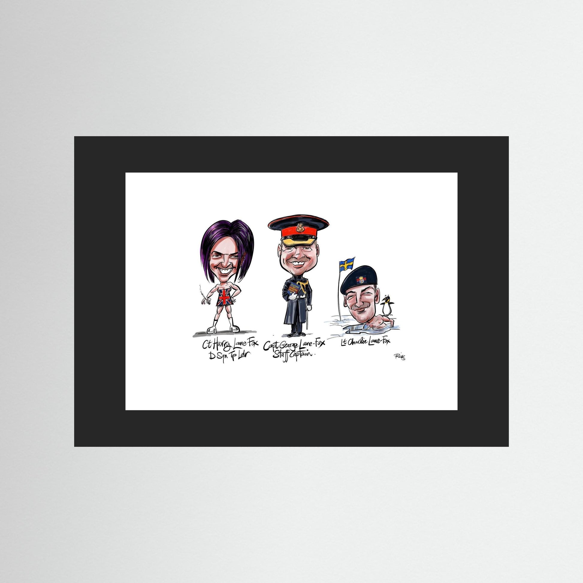 Caricature of the Lane-Foxes, brothers in arms. 