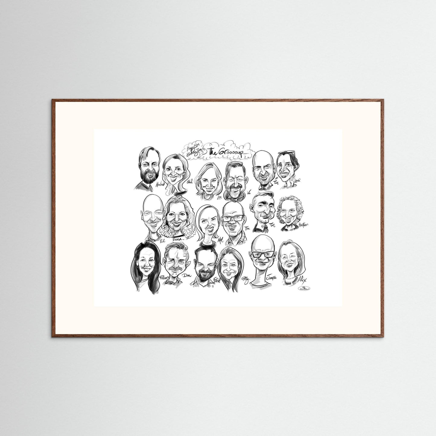 Caricature of friends group in mono - Tom&Mel