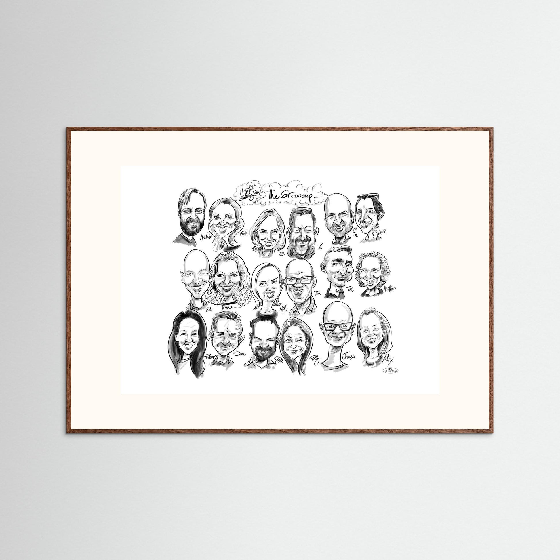 Caricature of friends group in mono - Tom&Mel