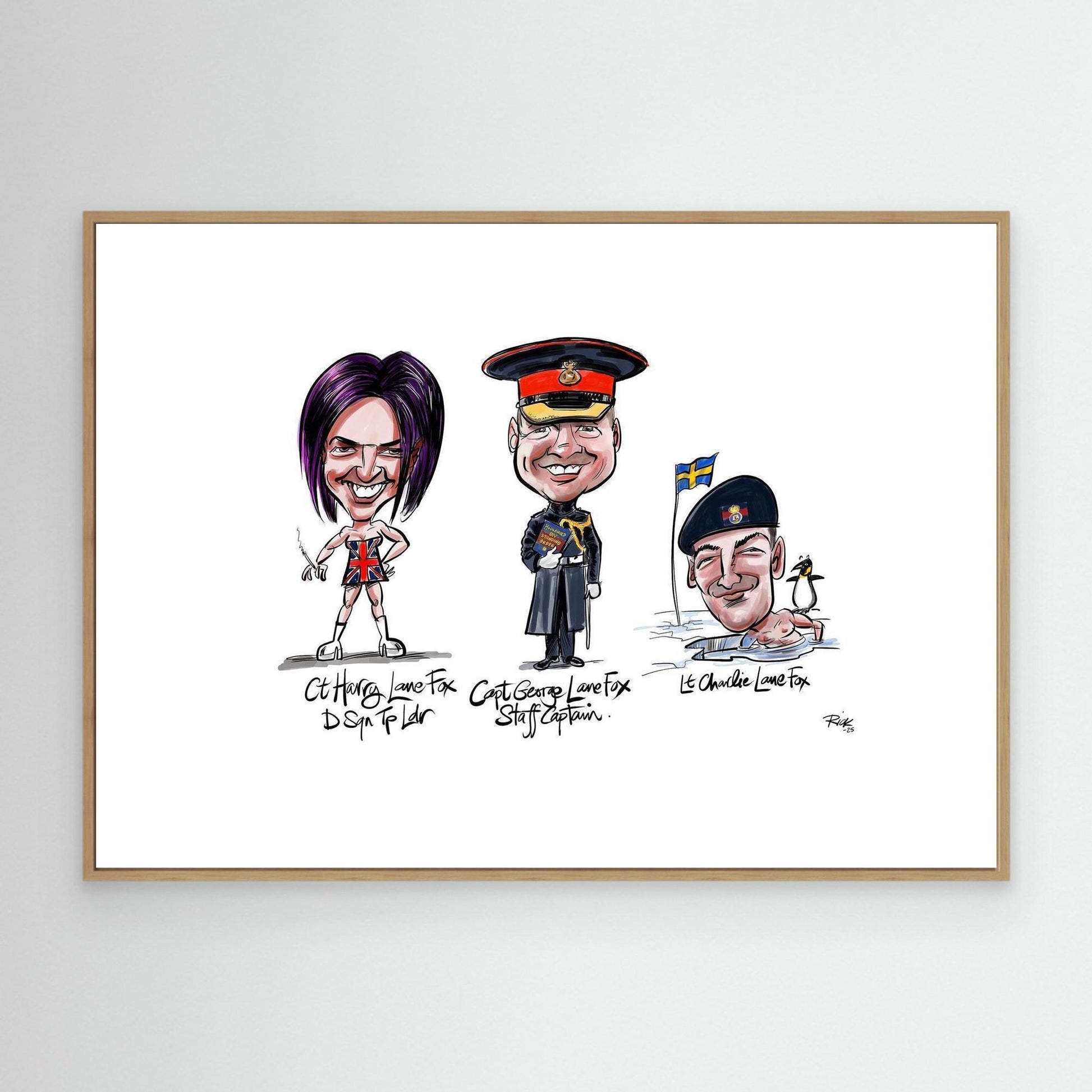 Caricature print on canvas Lane Foxes 