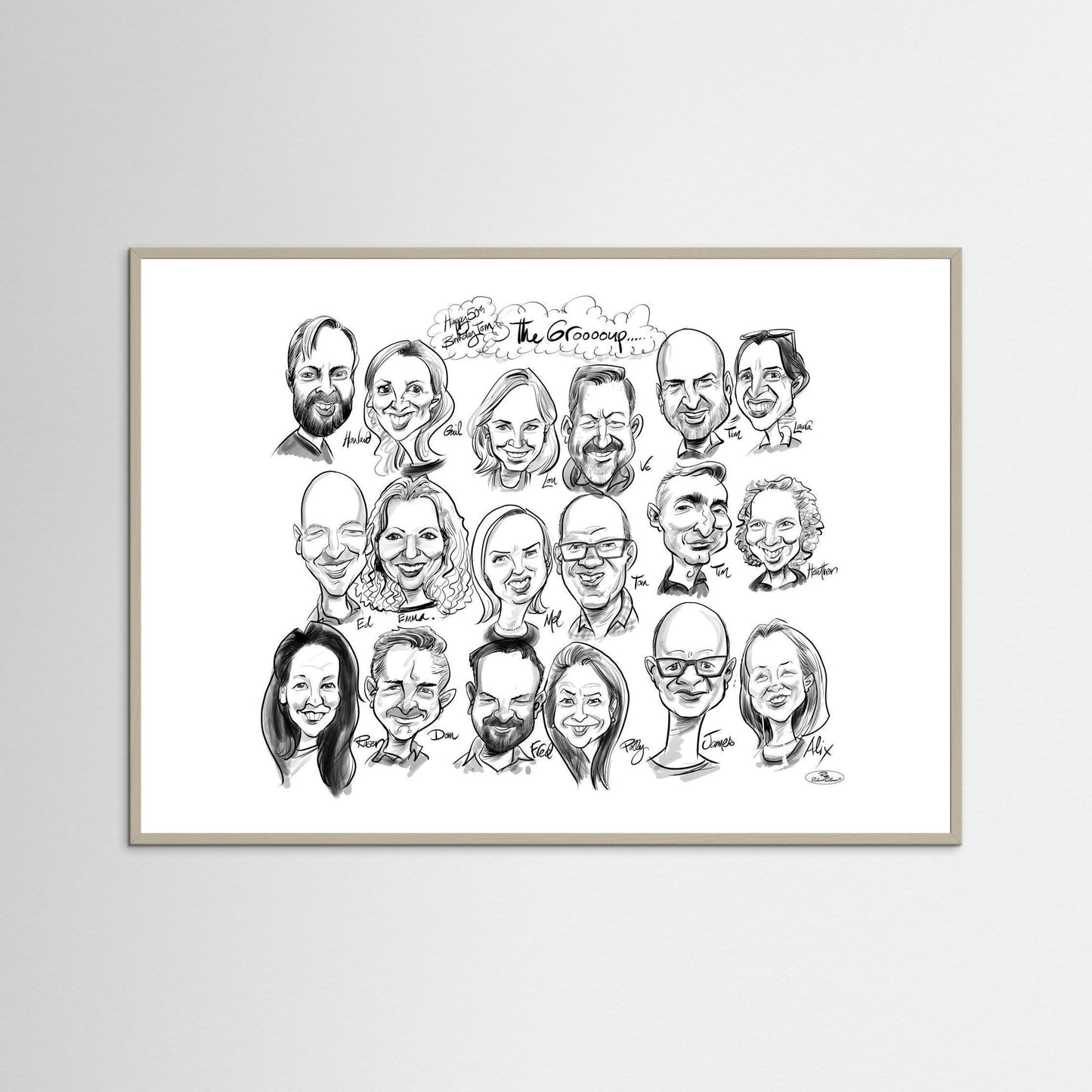 Caricature of friends group in mono - Tom&Mel