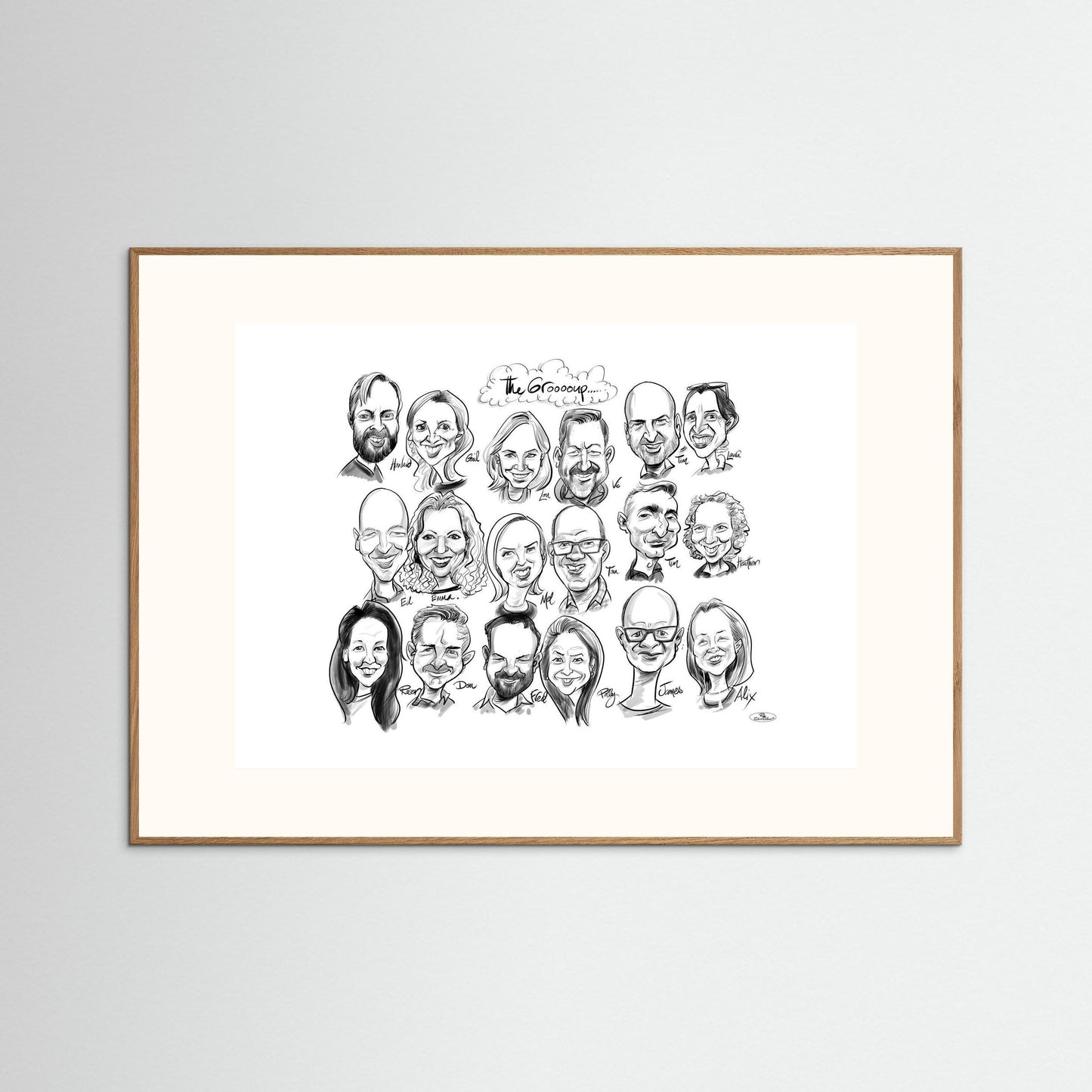 Caricature of friends group in mono 