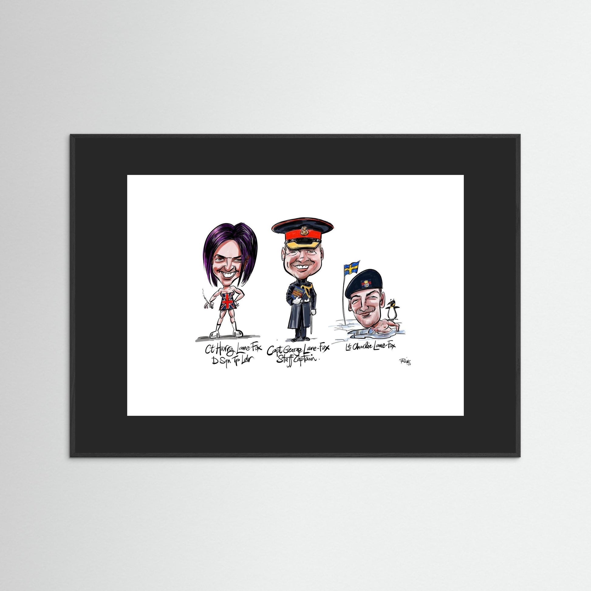 Caricature of the Lane-Foxes, brothers in arms. 