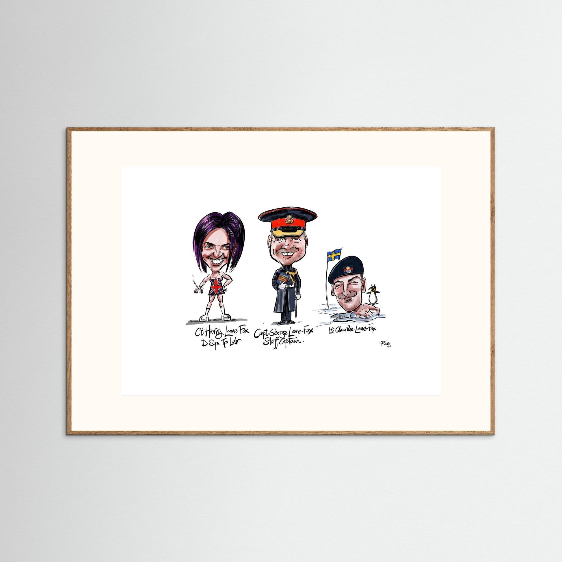 Caricature of the Lane-Foxes, brothers in arms. 