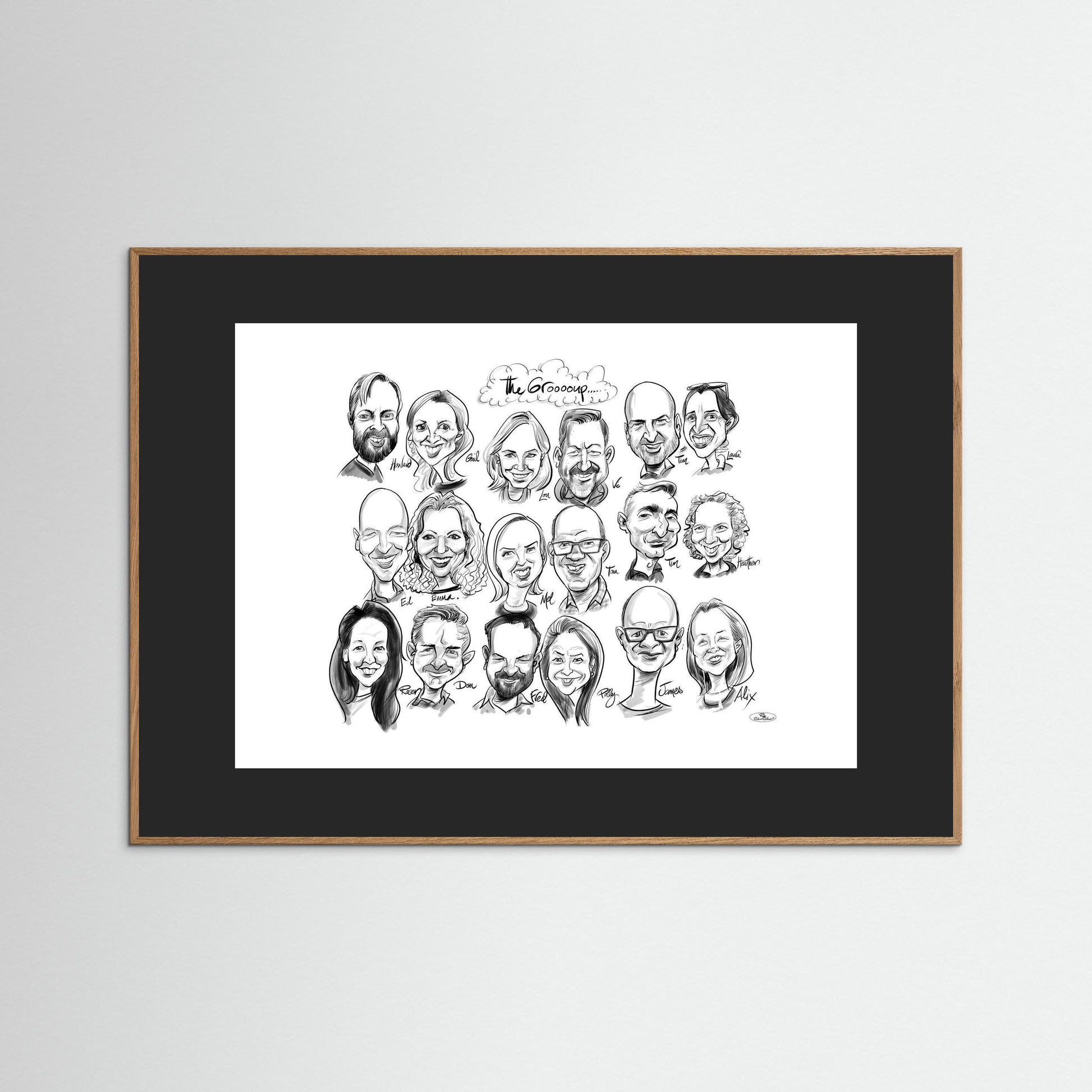 Caricature of friends group in mono 