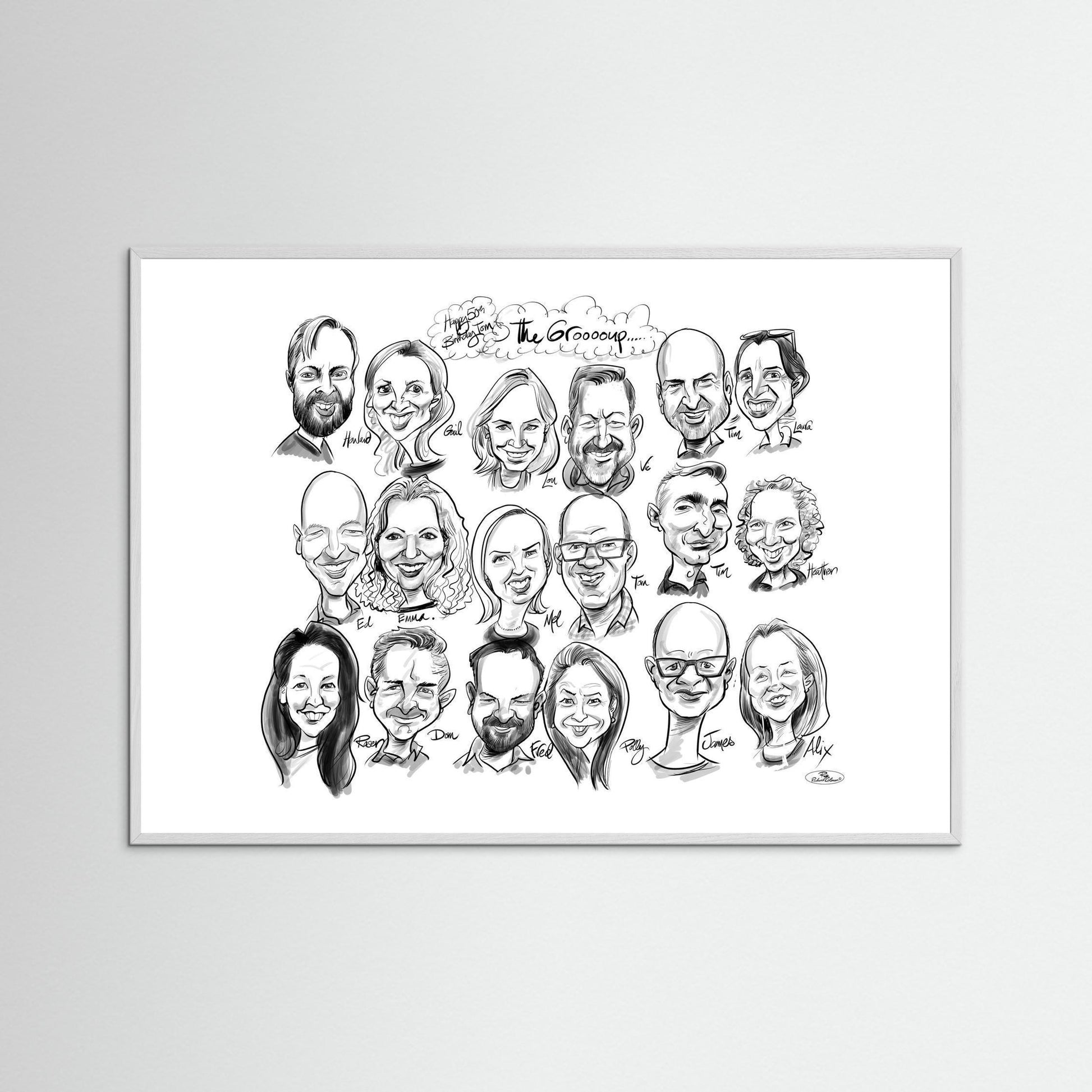 Caricature of friends group in mono - Tom&Mel