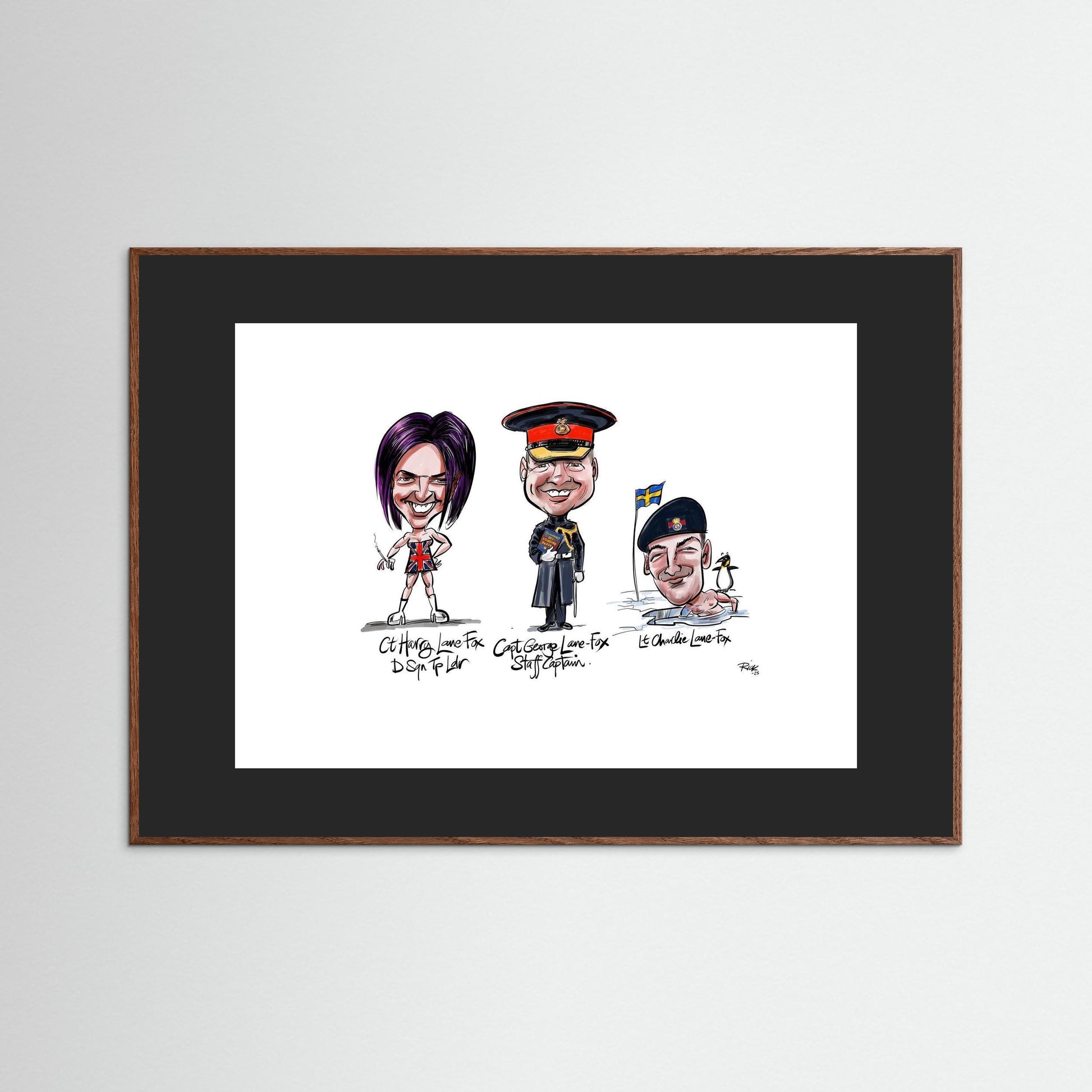 Caricature of the Lane-Foxes, brothers in arms. 