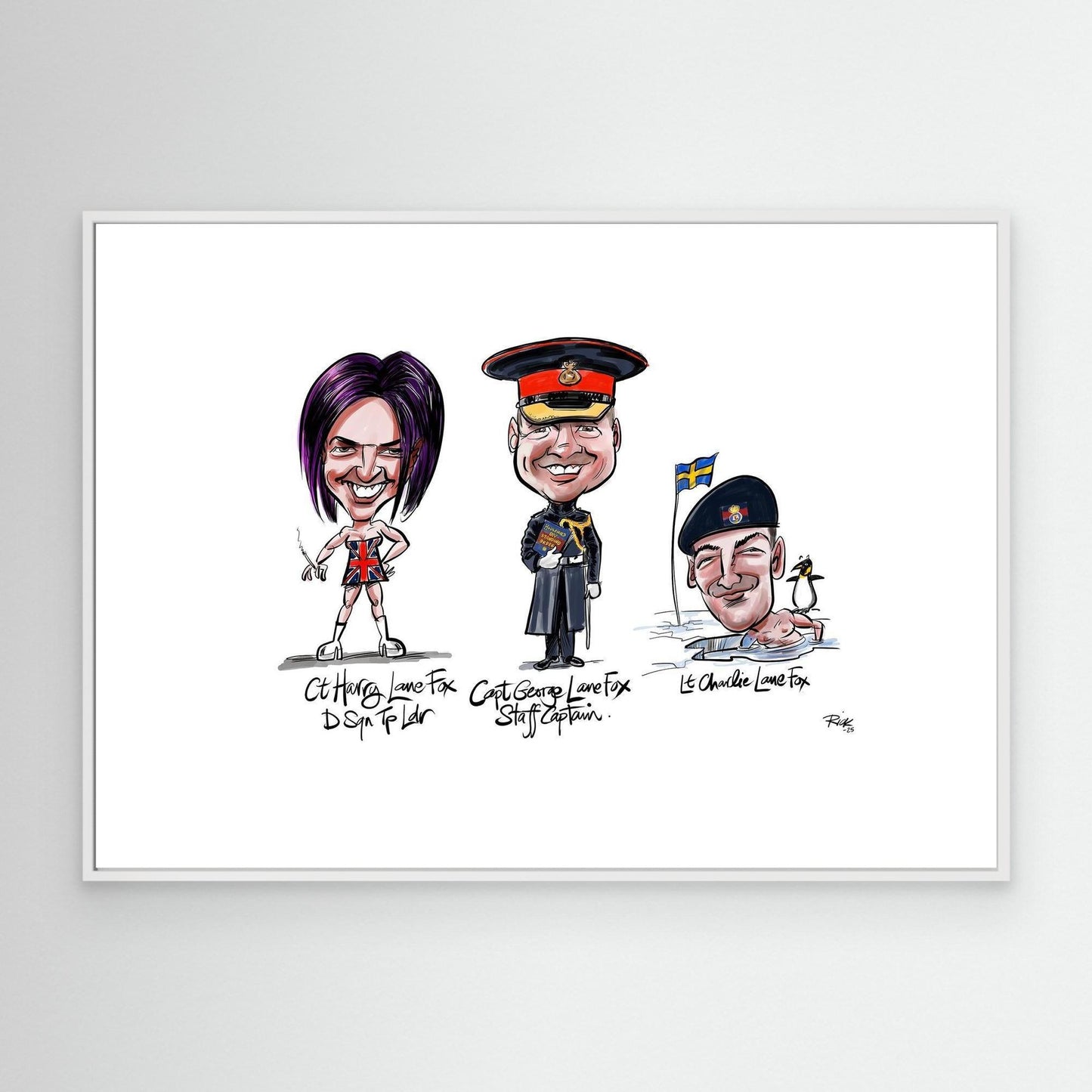 Caricature print on canvas Lane Foxes 