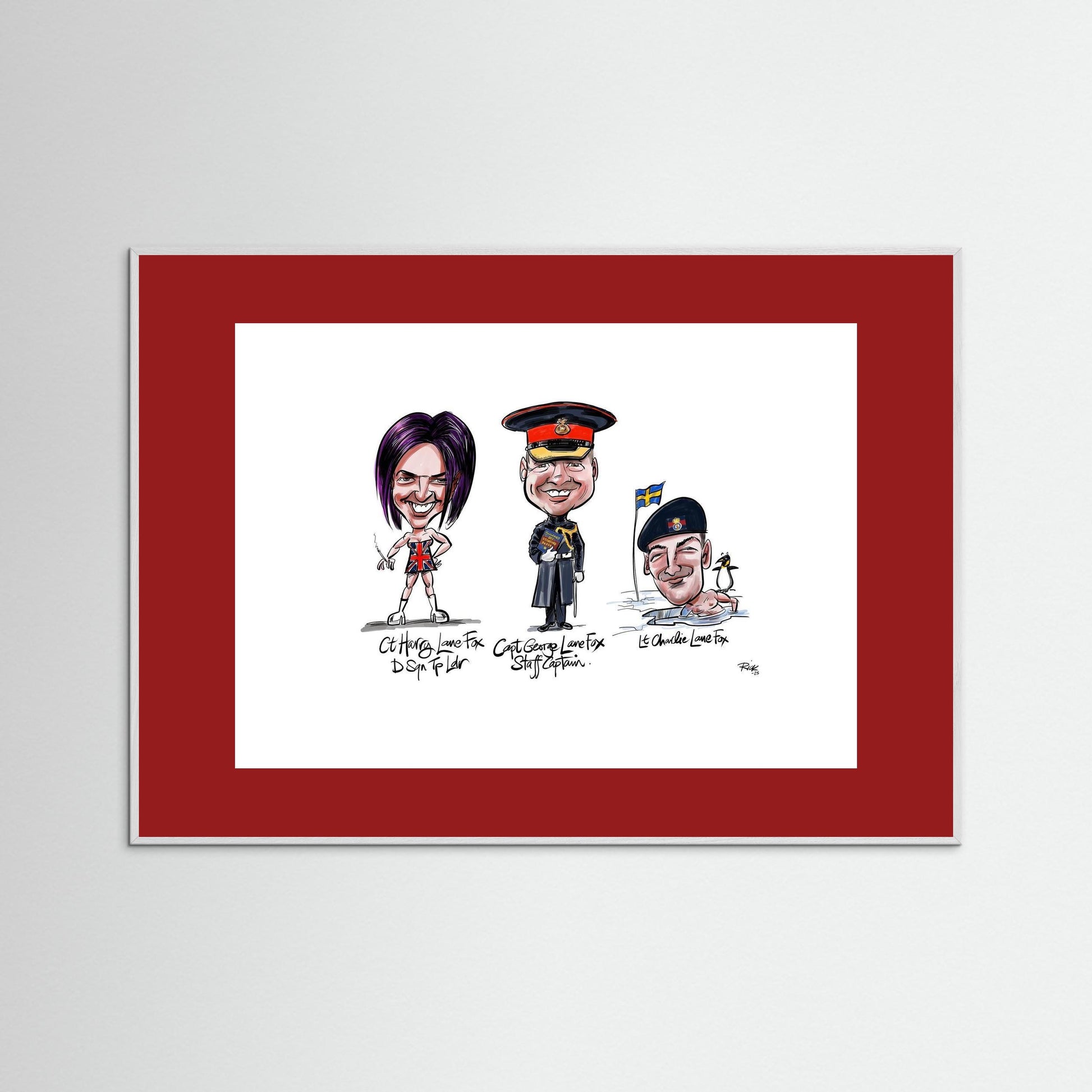 Caricature print on paper Lane Foxes 