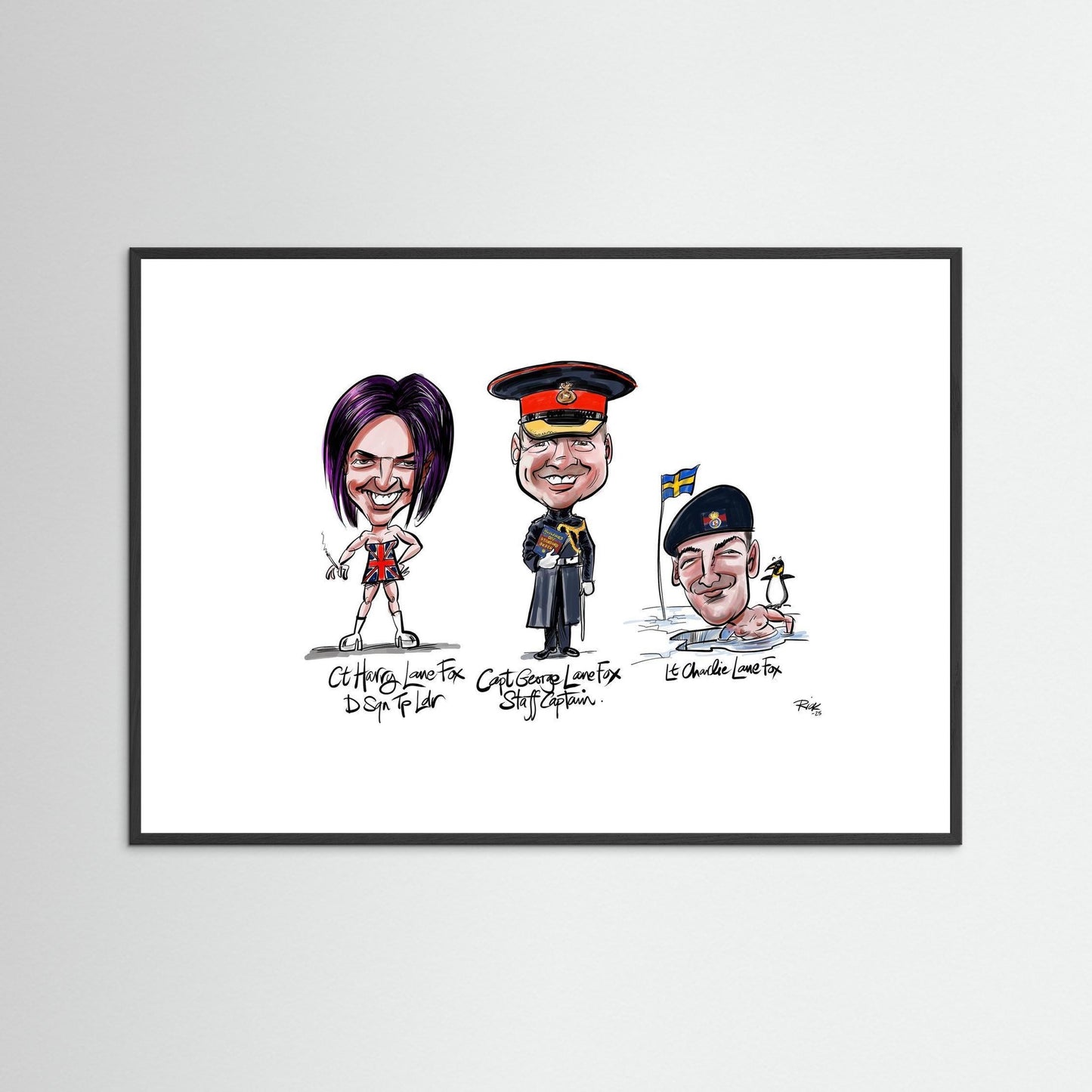 Caricature print on paper Lane Foxes 