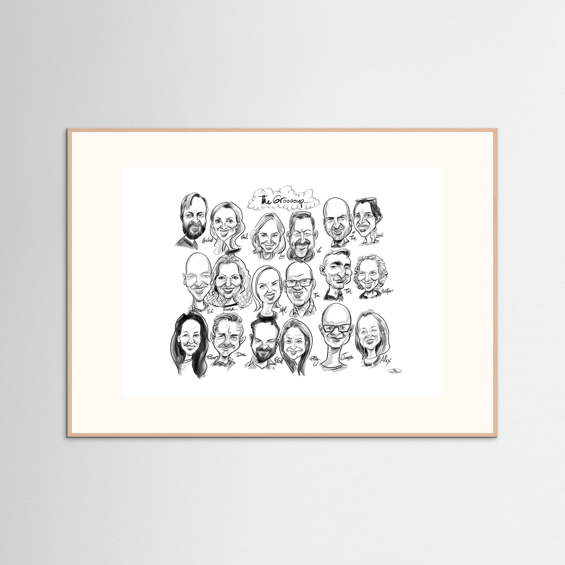 Caricature of friends group in mono 