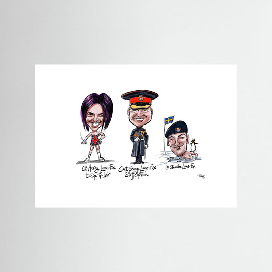 Caricature of the Lane-Foxes, brothers in arms. 