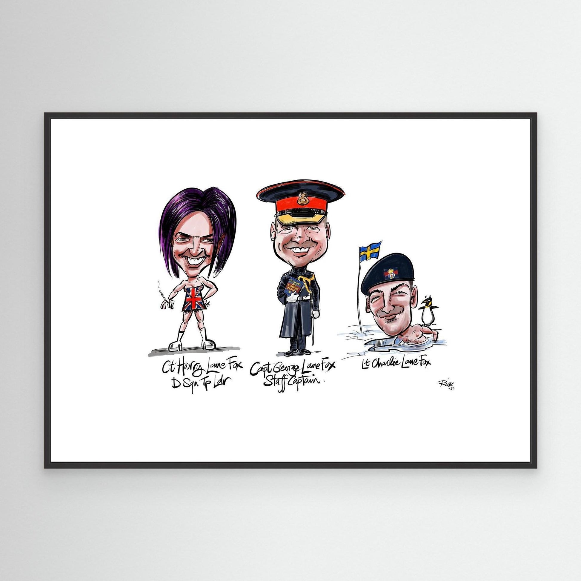 Caricature print on canvas Lane Foxes 