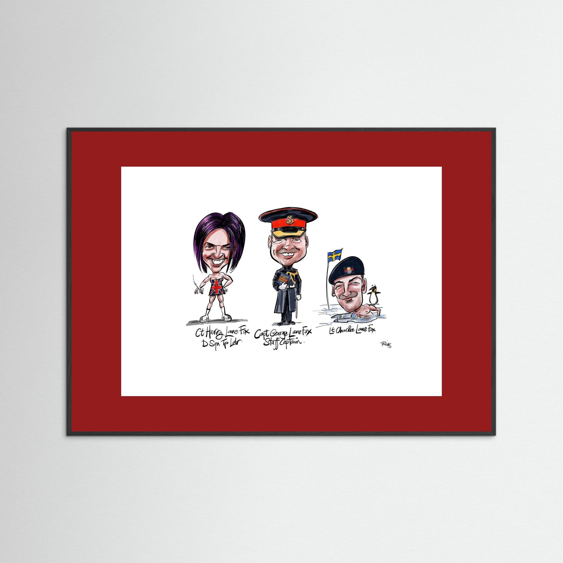 Caricature print on paper Lane Foxes 