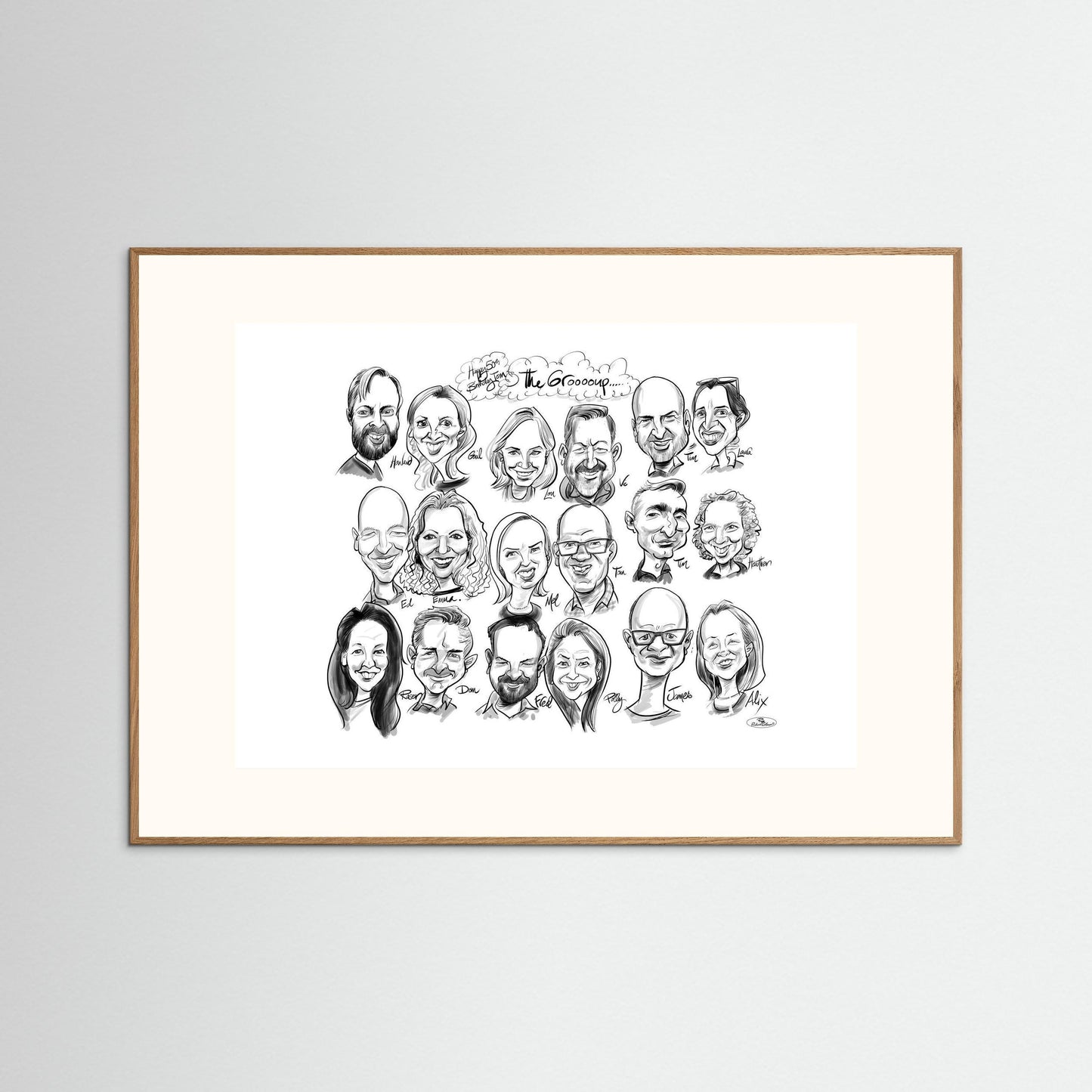 Caricature of friends group in mono - Tom&Mel