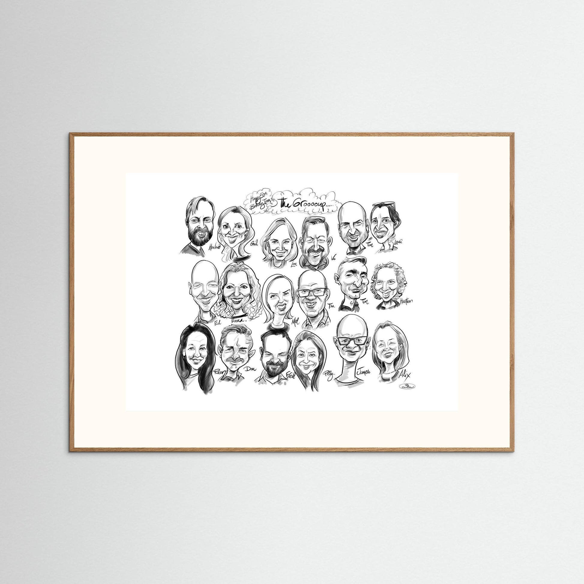 Caricature of friends group in mono - Tom&Mel