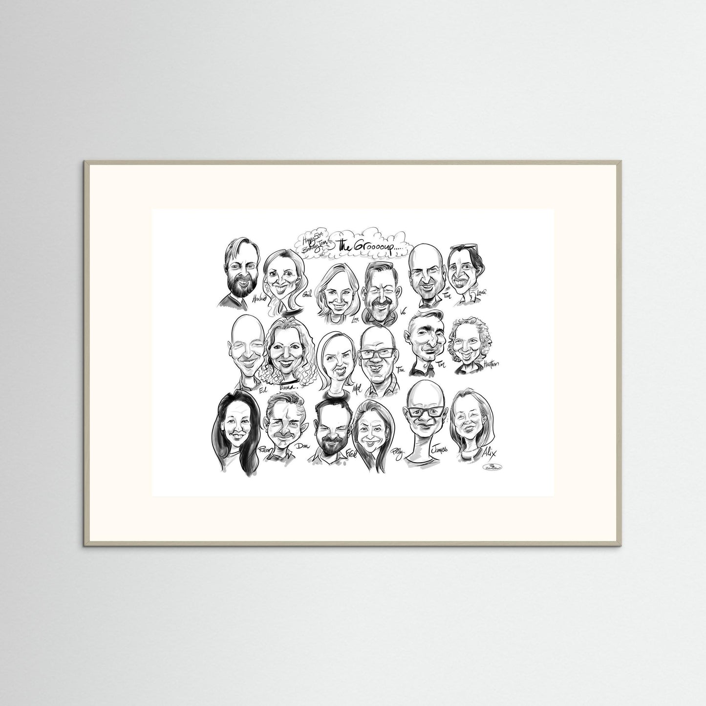 Caricature of friends group in mono - Tom&Mel