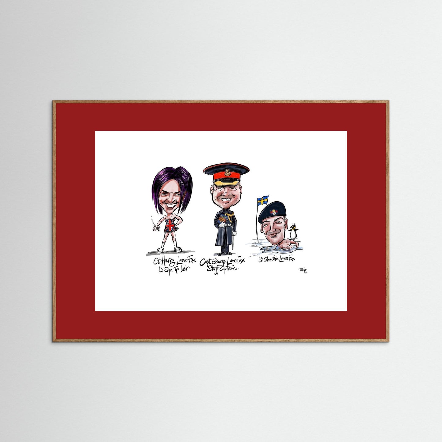 Caricature print on paper Lane Foxes 