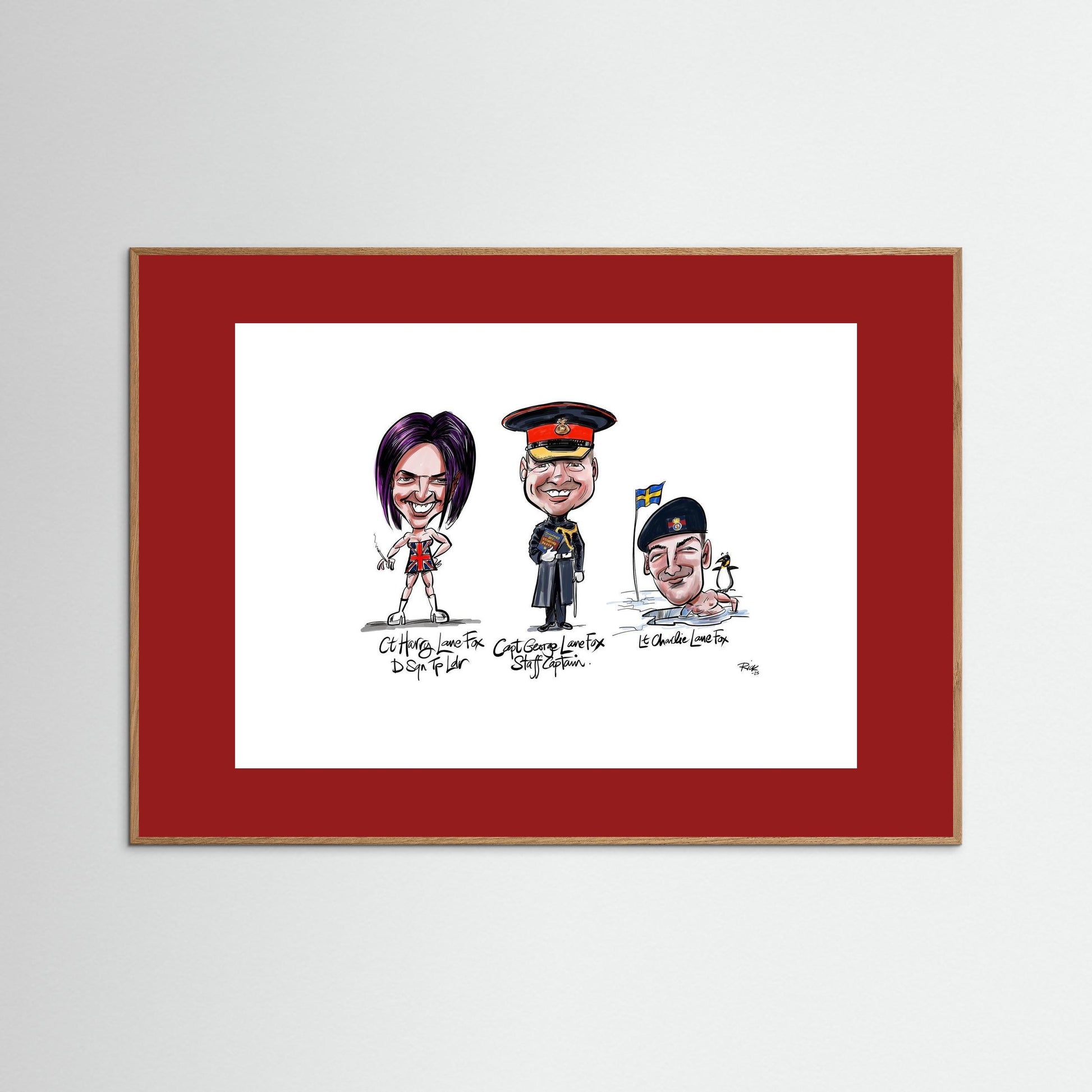 Caricature print on paper Lane Foxes 