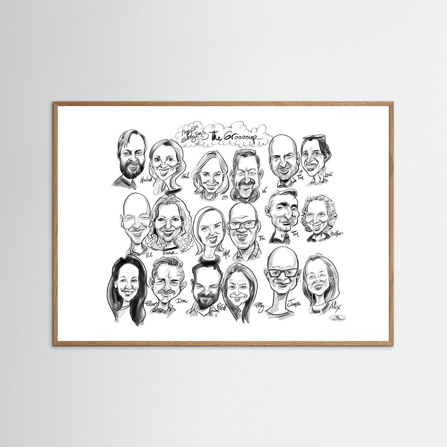 Caricature of friends group in mono - Tom&Mel