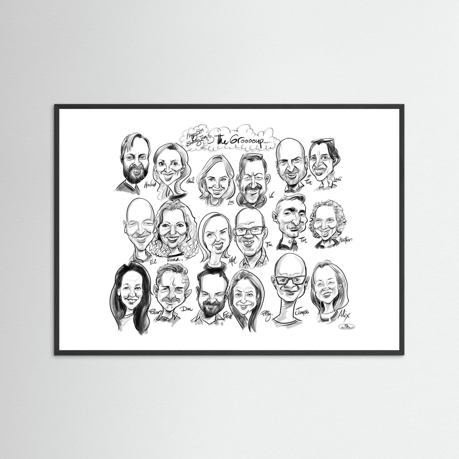 Caricature of friends group in mono - Tom&Mel