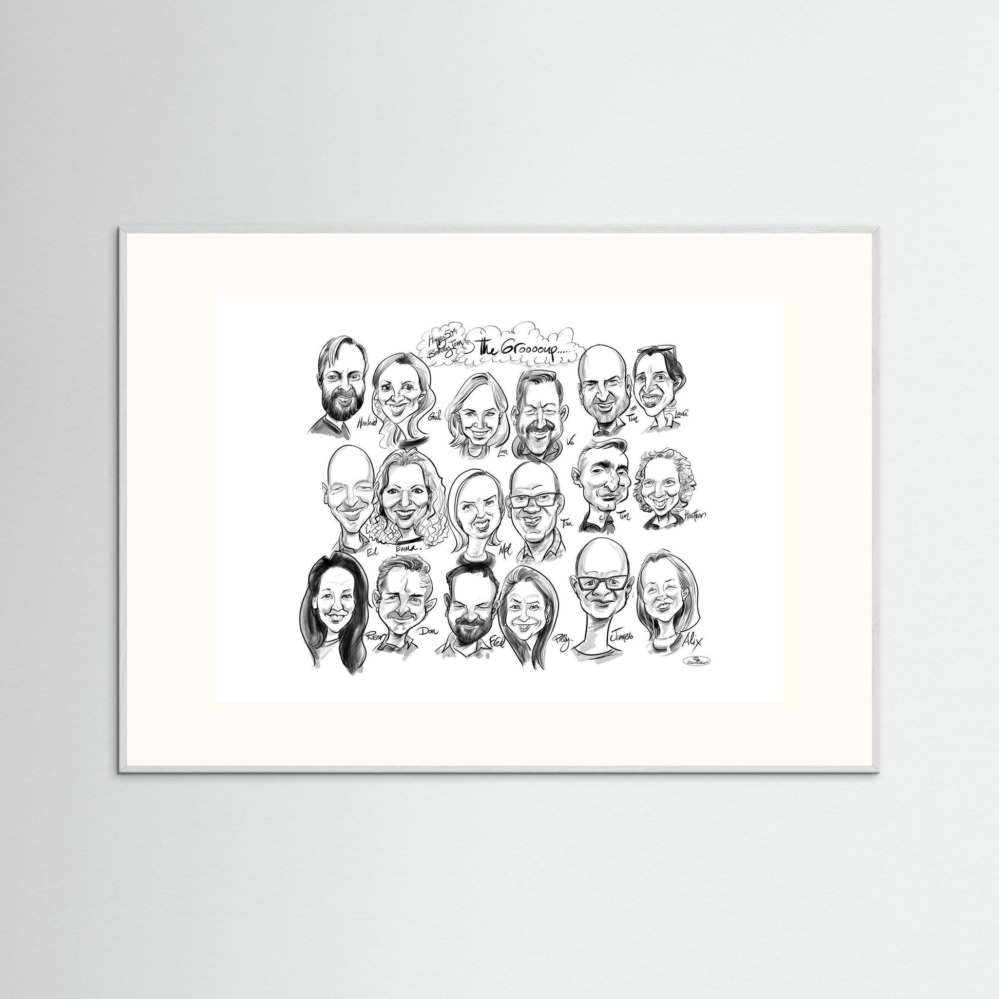 Caricature of friends group in mono - Tom&Mel