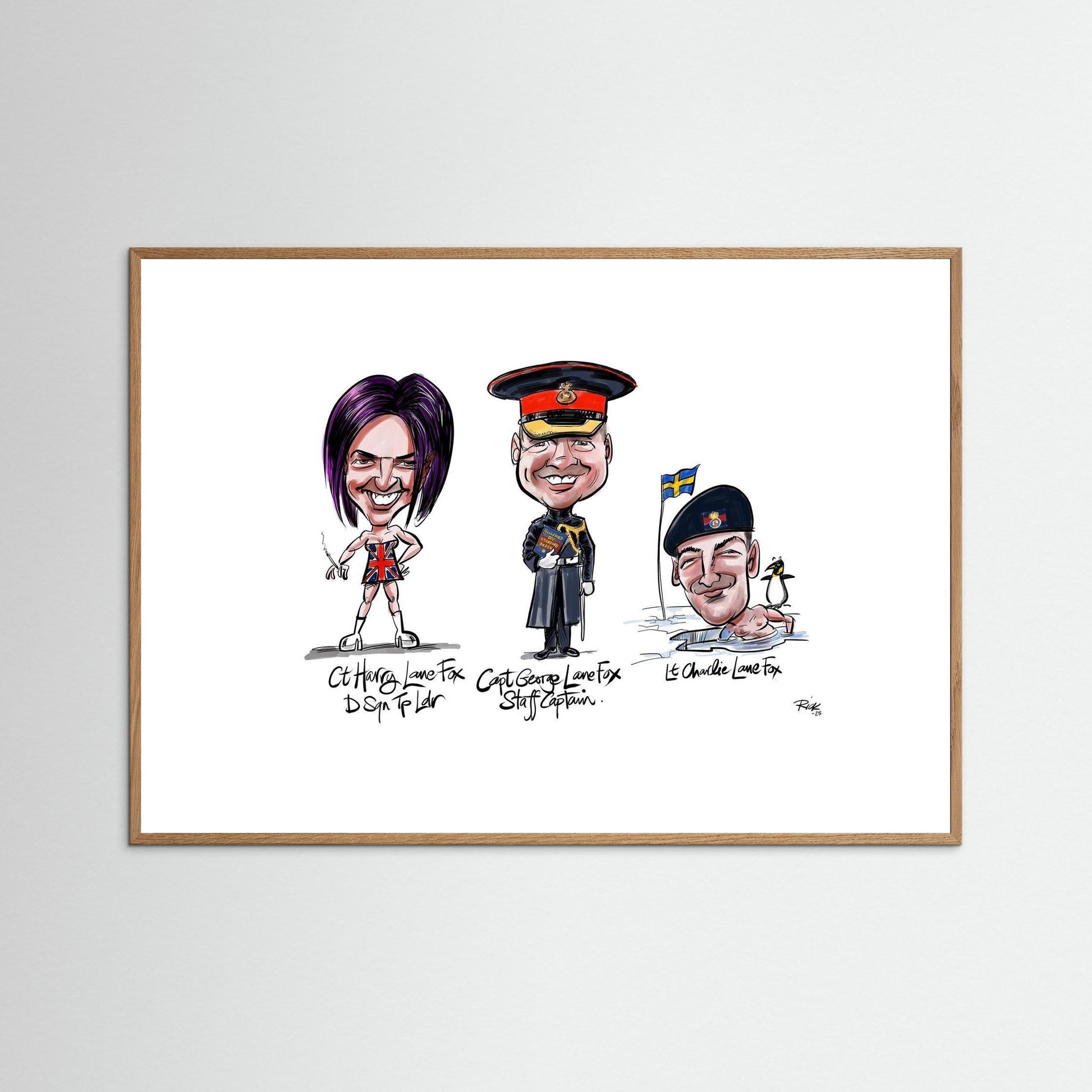 Caricature print on paper Lane Foxes 