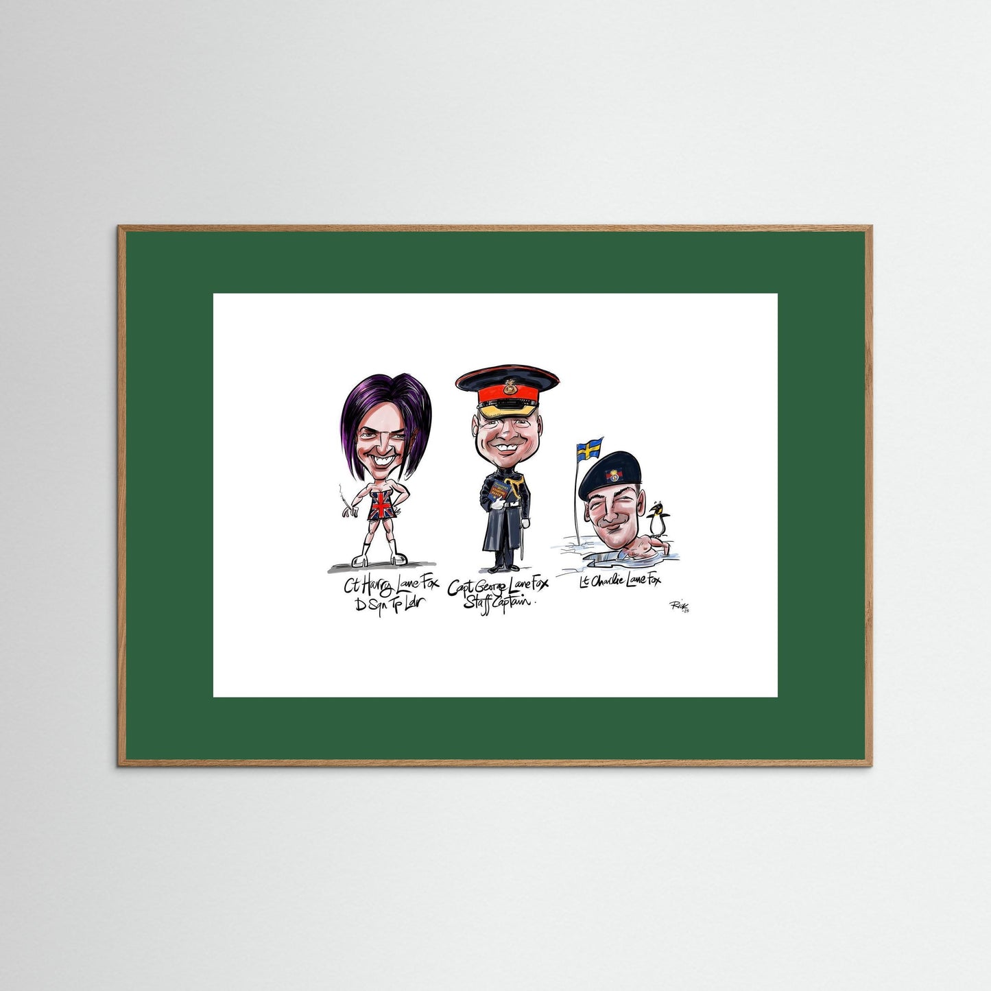Caricature print on paper Lane Foxes 