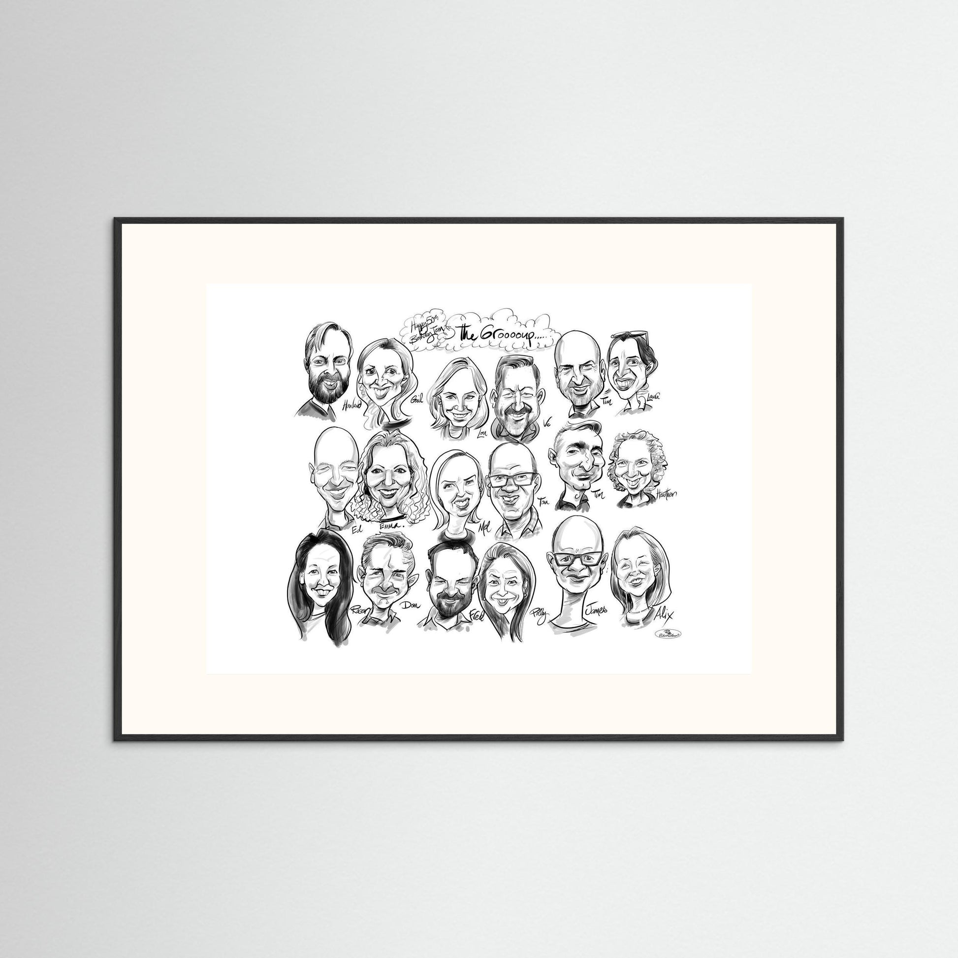 Caricature of friends group in mono - Tom&Mel