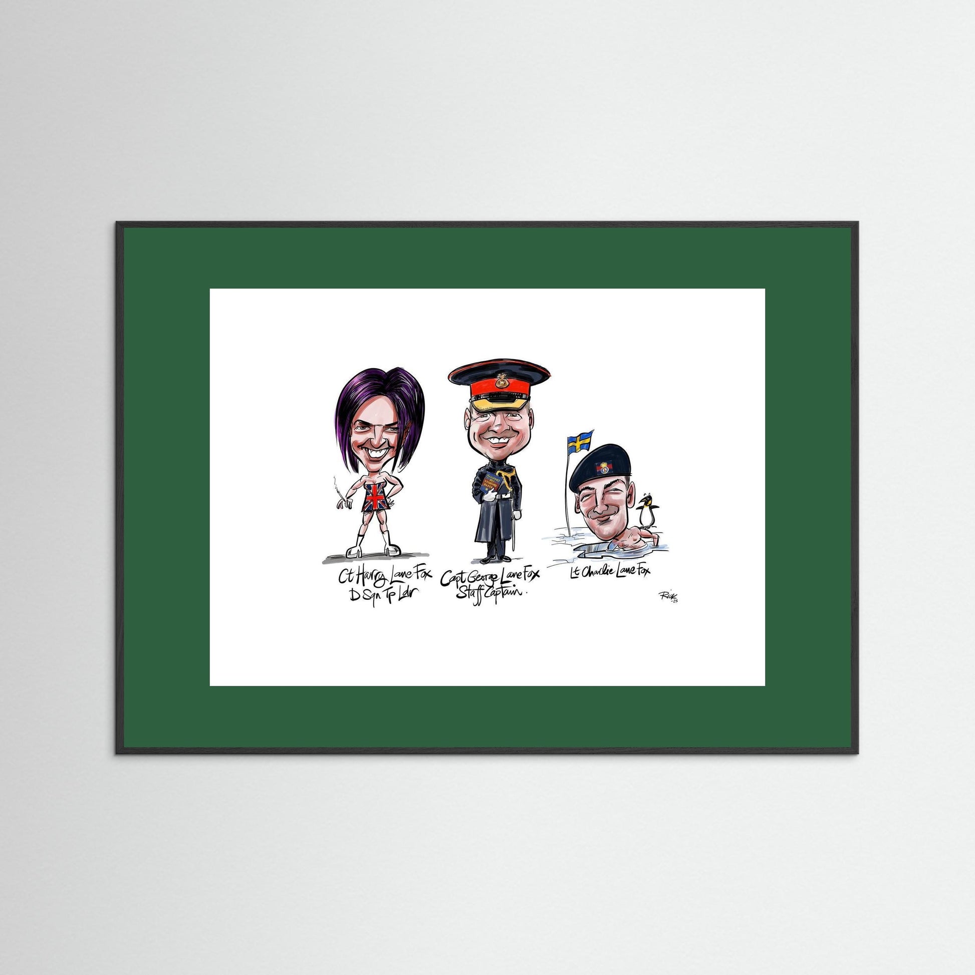 Caricature print on paper Lane Foxes 