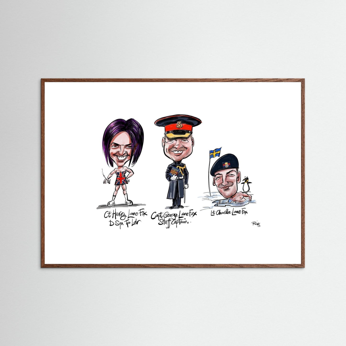 Caricature print on paper Lane Foxes 